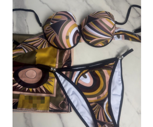 Nouveau STOCK 2 couleurs 3 pièces Maillot de bain de créateur sexy pour femme avec <span class=keywords><strong>bandeau</strong></span> et foulards de plage Push-up - Product Image 3