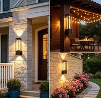 Lampe murale en aluminium pour balcon, noire, IP65, étanche, design moderne, décoration de jardin, lumière murale en cristal LED pour l'extérieur
