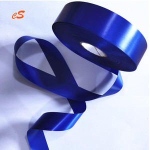 Rouleau de ruban de Noël en satin bleu 100% polyester simple/double face pour décoration décorative et joyeux Noël - Product Image 2