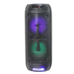 CQA Speaker Luar Ruangan Portabel, untuk Sistem Karaoke dengan Lampu LED/Mikrofon Berkabel