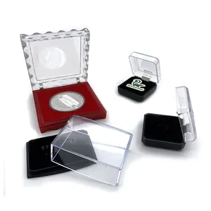 wholesale custom coin plastic acrylic display case card box clear small acrylic jewelry coins storage gift box