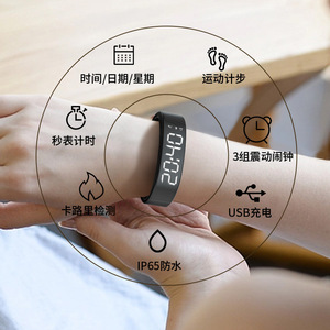 Bracelet intelligent Jetu Cloud noir, étanche IP65, podomètre, tracker de fitness avec chargement USB et alarme par vibration - Product Image 1