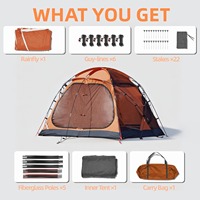 Tente de camping familiale grande capacité OEM, imperméable, double couche, en forme de dôme, avec véranda spacieuse pour les activités de plein air et la randonnée