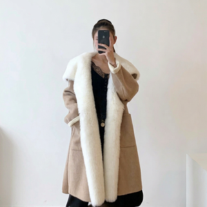 Abrigo de Invierno de Piel de Oveja Natural para Mujer, Estilo Casual, Hip-Hop, de Algodón, Transpirable, Ajustado, con Pelo Largo - Product Image 1