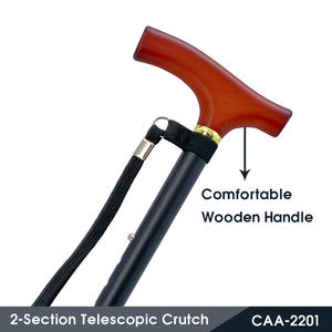 Elder Cane Aleación de aluminio de altura ajustable Ligero con elegante agarre de madera - Product Image 6