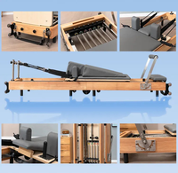 Máquina de Pilates Plegable de Madera de Roble Macizo para Gimnasio en Casa, Ahorro de Espacio, Entrenamiento de Yoga y Fitness con Resortes Ajustables