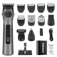 Tondeuse à cheveux professionnelle PRITECH 5-en-1, étanche IPX7, rasoir électrique à 3 vitesses réglables, tondeuse corporelle avec lumière LED