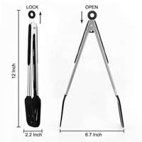 Pinzas de Silicona Premium para Parrilla, Pinzas de Acero Inoxidable para Barbacoa, Camping, Pasta y Alimentos