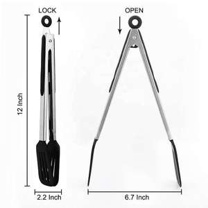 Pinces de cuisine en silicone personnalisées de qualité supérieure, pinces à barbecue en acier inoxydable, pinces à pâtes pour le camping - Product Image 2