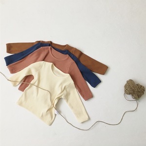 Hot Sale High End Baby Clothes Solid <b>Colour</b> Ribbed Baby 2pcs Pajamas Rib Cotton Clothing <b>Set</b> - Product Image 3