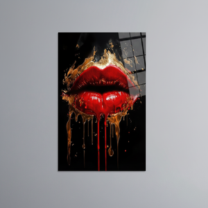 Décoration murale audacieuse en forme de rouge à lèvres : Impression sur toile Glam Red Lips, ART SUR VERRE TÉRMÉTRAL - Product Image 2