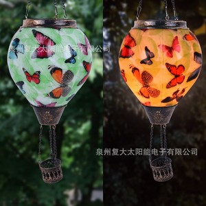Solar Hot Air Balloon Lantern Glass <b>Led</b> <b>Light</b> Hanging Outdoor Garden Decor 52cm With Usa Flag Design - Product Image 3