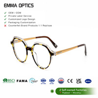 Vente en gros de montures optiques en acétate personnalisées, lunettes rondes géométriques, lunettes de mode transparentes pour femmes et hommes
