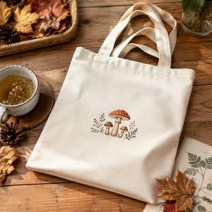Sac fourre-tout en toile brodé motif dessin animé champignon bohème, fait main, design mignon, écologique, réutilisable, personnalisable, vente en gros - Product Image 6