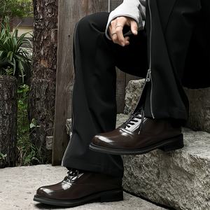 Business Elite High Top Derby Chaussures à semelles épaisses légères Hommes Femmes Tendance Britannique Formelle Commutation Confortable Cuir - Product Image 6