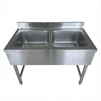 Évier de style européen en acier inoxydable 201/304 à double/simple bac, finition brossée, hauteur réglable, facile à assembler, pour restaurant