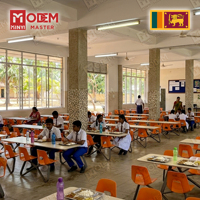 Ensemble de salle à manger MINYI BOW Sri Lanka en promotion : table de restaurant et 4 chaises avec banc