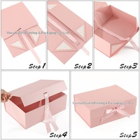 Boîte cadeau pliable monobloc transfrontalière avec papier spécial, boîte vide avec logo nœud magnétique, emballage cadeau de vacances