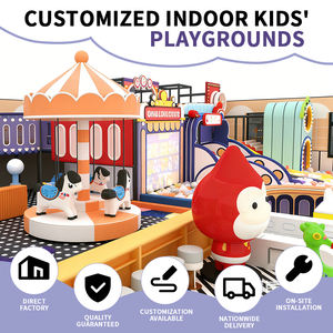 Parque Infantil Indoor Temático de Carnaval Retrô com Piscina de Bolinhas, Escorregador e Carrossel para Centro de Entretenimento Infantil - Product Image 3
