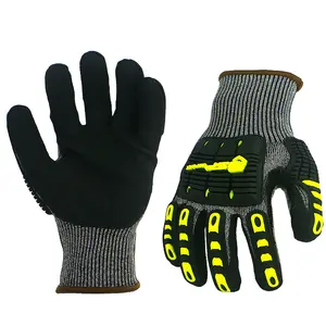 high sandy nitrile palm coated cut tpr impact protection resistant safety gloves anti cut gloves level 5