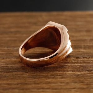 Bague Rétro Xinfly Chine en Or Pur 18K Véritable, Non Décolorant, Pliable, avec Onyx Noir Naturel Carré, pour Hommes - Product Image 2