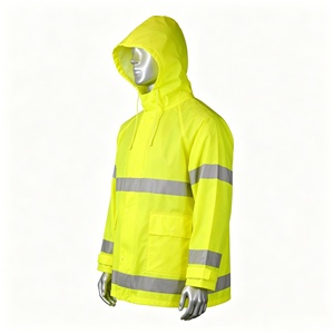 Veste de pluie haute visibilité ANSI Classe 3, imperméable, Oxford, réfléchissante, pour hommes, travaux de construction - Product Image 3