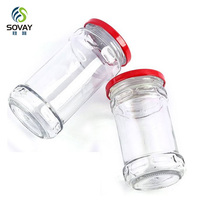 Vente flash : Bouteille en verre ronde pour sauce chili au bœuf, champignons, 200 ml, 220 ml, 280 ml, emballage alimentaire, pot à cornichons en conserve avec couvercle en métal noir