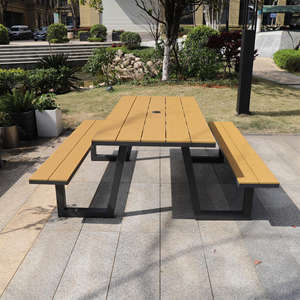 Outdoor Dining <strong>Table</strong> Sets 4-6 Persons WPC Picnic <strong>Table</strong> and Bench Seat for Restaurant <strong>Canteen</strong> &amp; Food Courts Use - Product Image 5