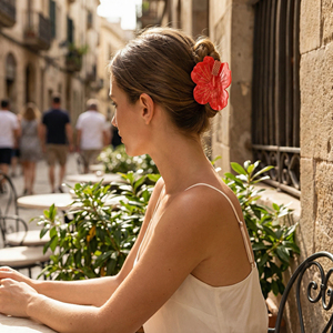 Maßgefertigte Künstliche Tropische Anthurium-Haarklammern im Hawaiianischen Stil aus Acetat, Blumen-Haaraccessoires, Großhandel Haarklammern - Product Image 3