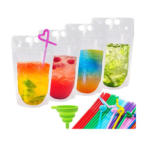Bolsas de plástico transparente para bebidas, pajita y bolsas de zumo con orificio para mano, embalaje para bebidas frías y calientes, de fábrica - Product Image 6