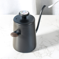 Bouilloire à café à Double paroi en acier inoxydable avec thermomètre, à col de cygne, 350ml