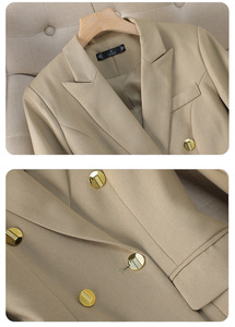 S-4XL elegante giacca doppiopetto alla moda + pantaloni donna primavera autunno completo abbigliamento formale con decorazione a bottone - Product Image 5