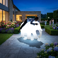 Scultura Luminosa di Elefante e Delfino, Decorazione Natalizia per Esterni, Illuminazione Personalizzata per Prato e Paesaggio