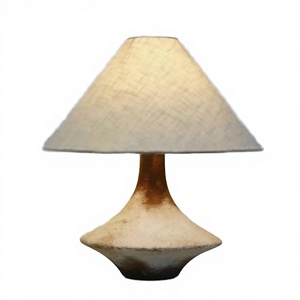 <span class=keywords><strong>BIFANG</strong></span> Weiß-Braune Japanische Wabi-Sabi Minimalistische Einfache Elektrische Keramik-Tischlampe mit Stoffschirm LED-Licht für Zuhause - Product Image 4