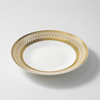New Bone China Royal Chef Plats en or pour restaurant haut de gamme Vaisselle en relief Traiteur Événement Assiette principale Assiettes