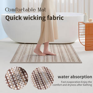 Alfombra de Baño Rectangular de Fibra de Poliéster Absorbente de Secado Rápido Antideslizante Diseño Nórdico con Patrón de Rayas Chenille Radiance - Product Image 3