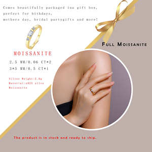 Elegante Anillo de Moissanita de 0.12 Quilates, Corte Baguette, Plata de Ley 925, Chapado en Oro de 18K, para Mujer, Regalo de Compromiso o Boda - Product Image 3