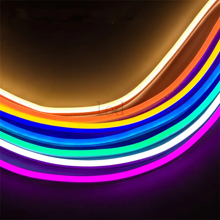 Lampu Strip RGB dapat diprogram, 5m/rol 12/ 24V/110V/220V Neon fleksibel Digital dengan adaptor kendali jarak jauh 6*12mm 8*16mm