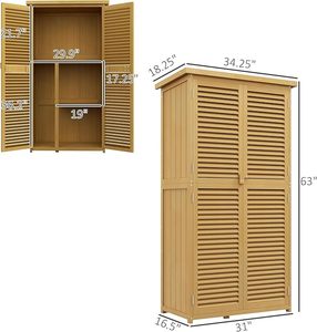 Armoire de rangement en bois <span class=keywords><strong>pour</strong></span> l'extérieur 2 grandes portes en bois Abri de jardin avec toit en asphalte à verrouillage jaune <span class=keywords><strong>pour</strong></span> le rangement extérieur - Product Image 2