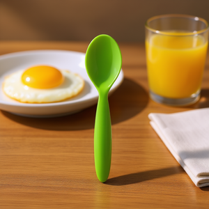 Gnali & Zani <b>Egg</b> Spoon Pico Pack Of 6 Green <b>Plastic</b> Serving Utensil For Breakfast Use - Product Image 3