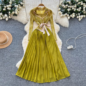 Abito Plissettato da Donna Asimmetrico con Maniche Lunghe e Cintura in Vita, Vestito da <span class=keywords><strong>Ufficio</strong></span> <span class=keywords><strong>Casual</strong></span> alla Moda - Product Image 2