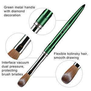 Pinceaux à ongles professionnels de haute qualité avec logo personnalisé, manche en métal vert, 100% pur Kolinsky, <span class=keywords><strong>poudre</strong></span> acrylique pour nail art - Product Image 4