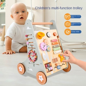 Centre d'activités d'apprentissage multiples personnalisé, développe les capacités motrices des nourrissons et des tout-petits, marcheur en bois Montessori pour bébé - Product Image 2