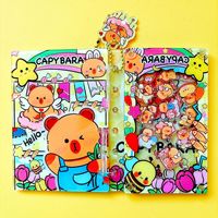 DHF537 - Cuadernos de Anime con Diseño de Dibujos Animados, A7, A5, Mikko Capybara, Butterbear, DIY, Acrílico, Libro Móvil, Anime Chiikawa, Princesa