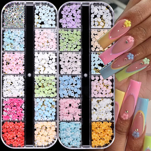 Accessoires pour ongles en forme de fleur à cinq pétales, 12 compartiments, couleur <span class=keywords><strong>macaron</strong></span>, petites billes en acier, accessoires DIY pour ongles - Product Image 3