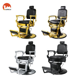 Fauteuil de Barbier Hydraulique Professionnel avec Cadre Or/Argent/Noir, Chaises Inclinables de Salon pour Coiffeur - Product Image 1