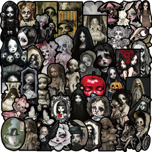 50PCS Horror movie character <strong>spooky</strong> doll sticker - Product Image 1