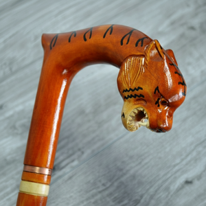 Bastón náutico bastón de madera tallado hecho a mano-Tigre diseñador bastón regalo - Product Image 1