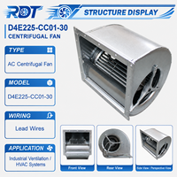 Ventilateur centrifuge AC D4E225-CC01-30 230VAC 560W 1156.6CFM 225mm à roulement à billes double entrée pour ventilation et refroidissement de cabinet