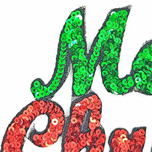 Merry Christmas Sequin <b>Letter</b> Embroidery Patch Iron On - Product Image 5